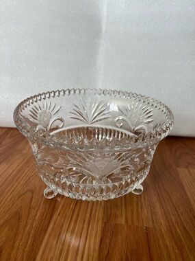Vintage Crystal Centerpiece Bowl Elegant Crystal Cut Glass Bowl RARE  NEW